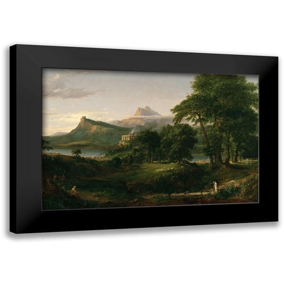 Cole, Thomas 14x11 Black Modern Framed Museum Art Print Titled - The Course of Empire The Arcadian or Pastoral State