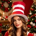 thumbnail image 3 of Red And White Striped Tall Top Hat Flat High Hat Accessory for Stage Performance Themed Parties Clothing Event Whimsical Headwear, 3 of 9