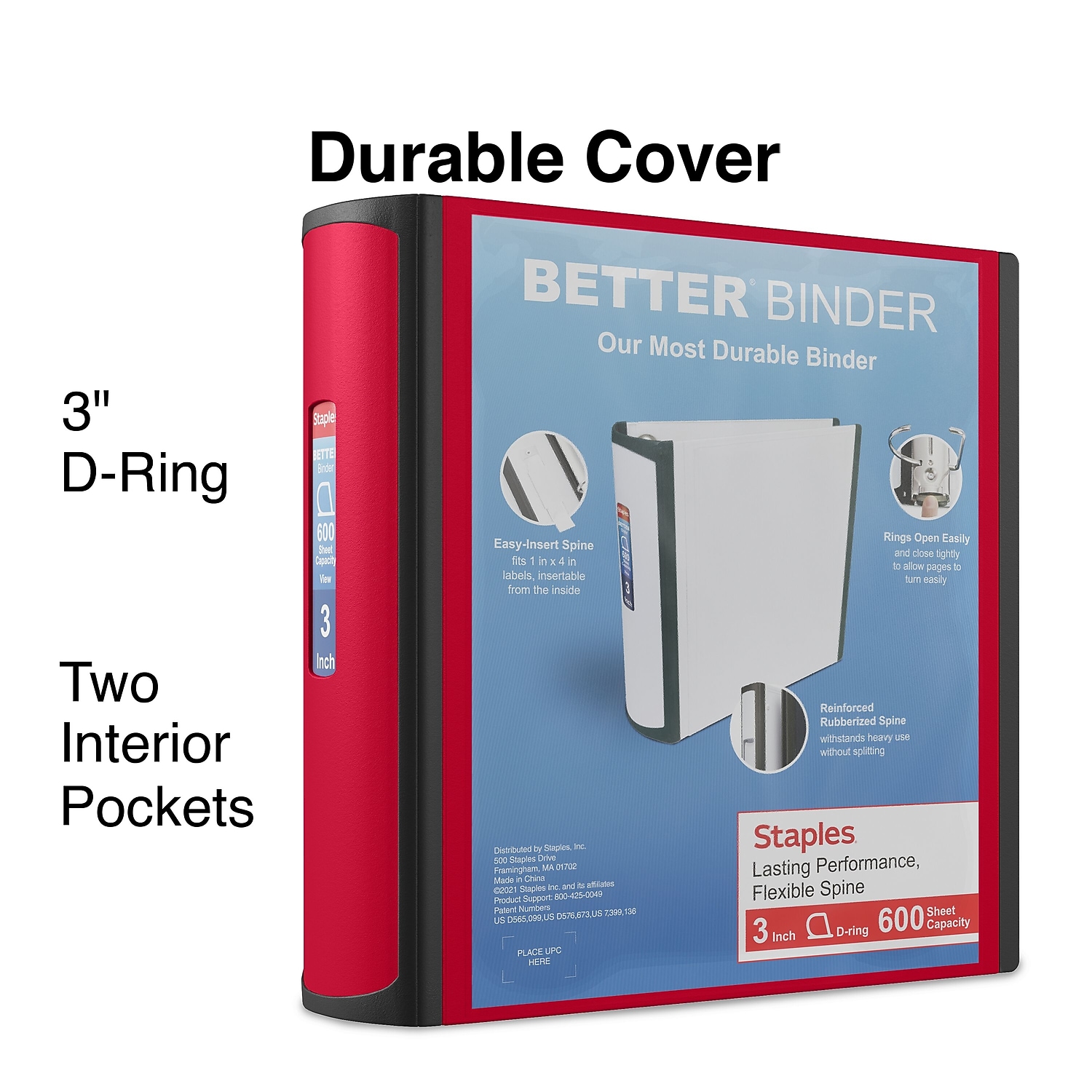 Staples 3" 3-Ring Better Binder Red 2/Pack ST55893-CCVS