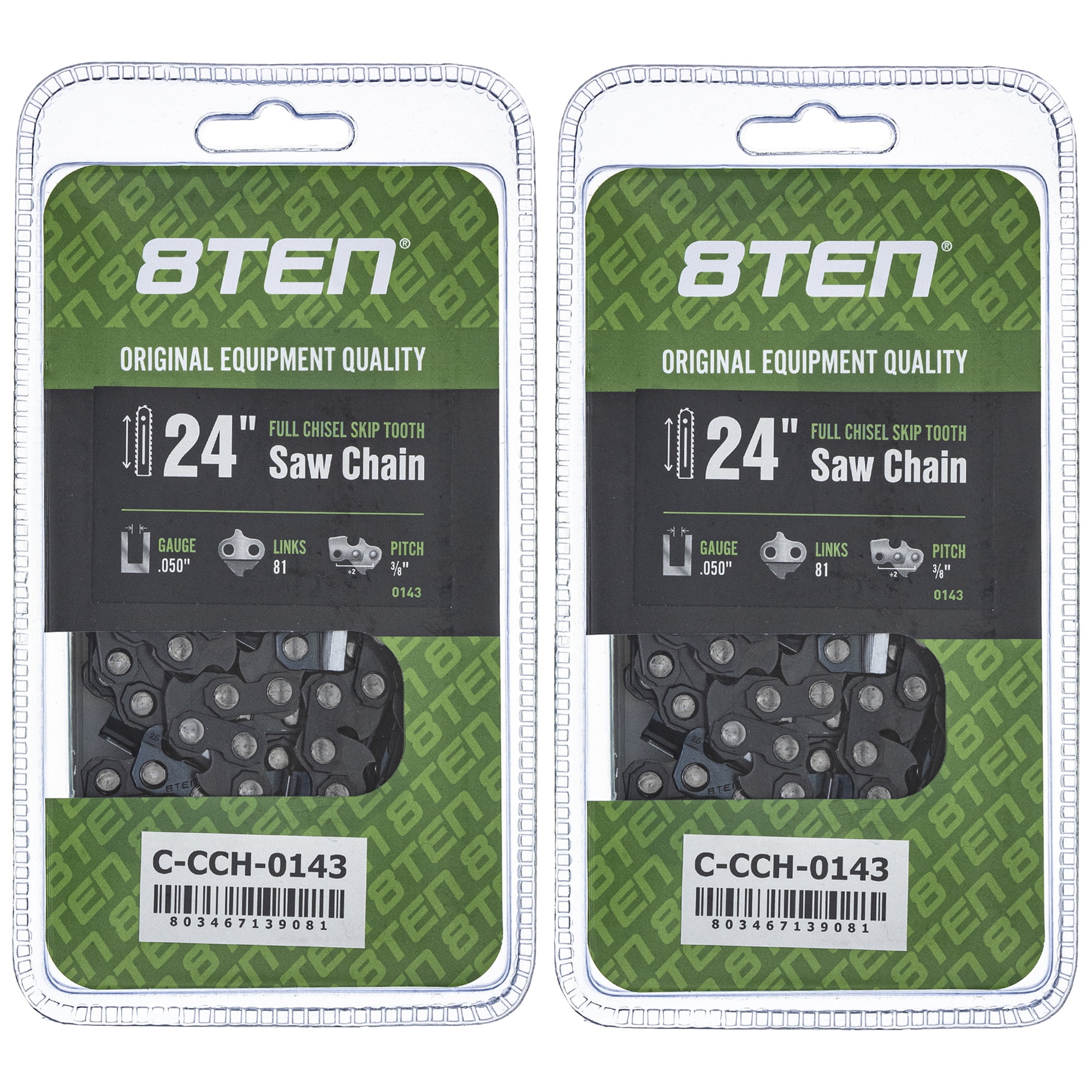 Full Chisel Skip Tooth Chainsaw Chain 24 inch .050 3/8 81DL for Echo 2 Pack 810CCC2365H
