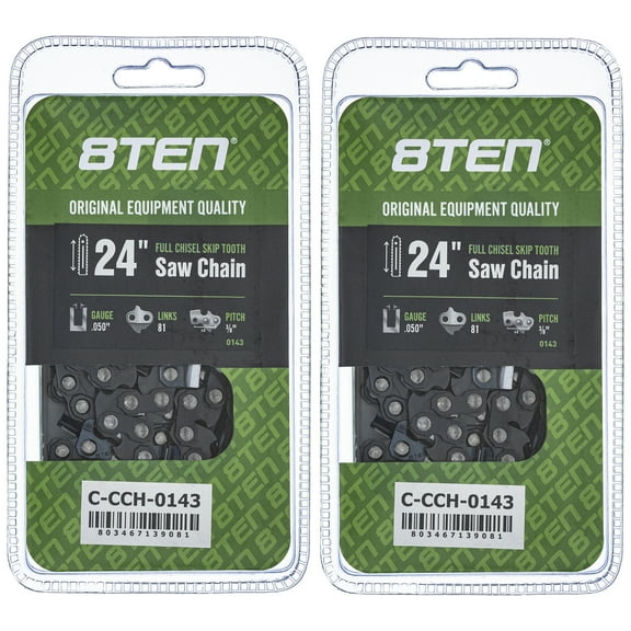 Full Chisel Skip Tooth Chainsaw Chain 24 inch .050 3/8 81DL for Echo 2 Pack 810-CCC2365H