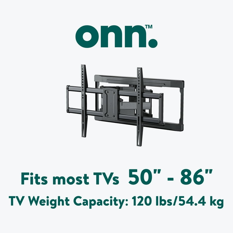 onn. Full Motion TV Wall Mount for 50 to 86 TVs, up to 15° Tilting 