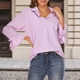 thumbnail image 4 of Dream Lifestyle Lapel Lady Shirt Breathable Plus Size Flare Sleeve Women Blouse for Office, 4 of 8