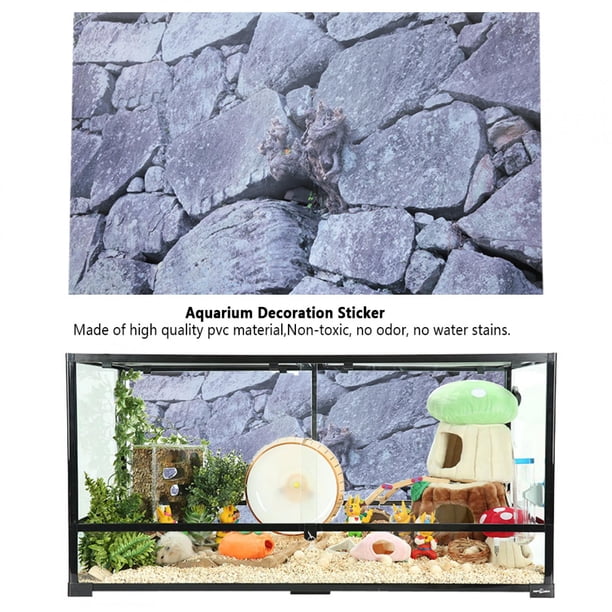 Etiqueta Engomada Decorativa De La Piedra De La Roca Del Acuario Pintura De Paisaje Autoadhesivo Para Peces
