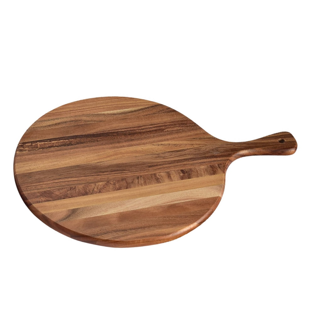 KALLORY Smooth Round Wooden Serving Board for Pizza, Bread, Charcuterie, Cheese, and Entertaining Platter