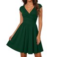 thumbnail image 2 of A Line Dresses for Women Short Sleeve V Neck Mini Sundress Summer Causal Loose Dress, L, 2 of 4