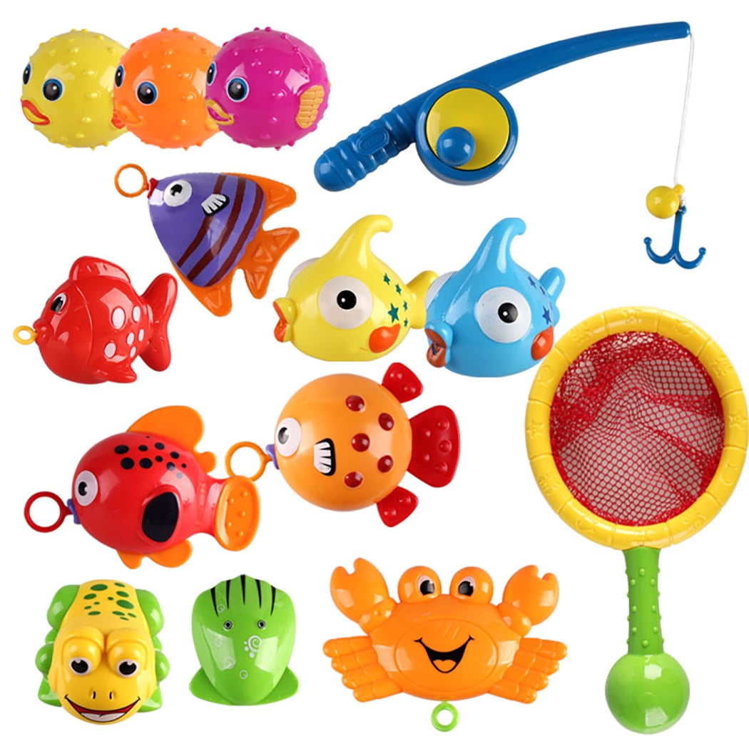 15PCS Fishing Game Toy Set Interactive Fishing Toy Bath Toy Water Toy