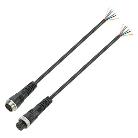 Uxcell 6 Pin Electrical Connector 8 Inch 20cm 6 Core 24 AWG Male Female Connector Waterproof Outdoor LED Extension Cable