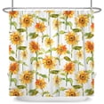 thumbnail image 2 of SUNOLIFE Yellow Sunflower Shower Curtain,Floral Waterproof Fabric Bathroom Curtain with Hooks,72x72 in, 2 of 5