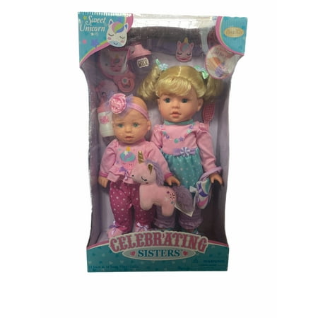Celebrating Sisters 13"/16" Dolls & Accessories Set, Unicorn, Blond, Blue Eyes