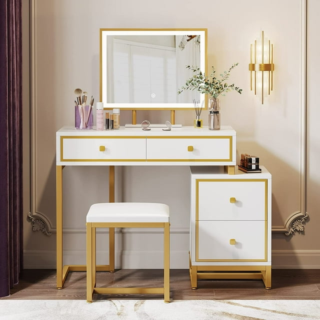 Tribesigns Vanity Set with 3 Color Touch Screen Lighted Mirror, Modern