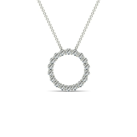 aaXia 14K White Gold Diamond 3/8ct TDW Open Circle Pendant Necklace