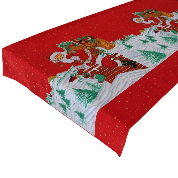 Extra Wide Large Christmas Themed with Shiny Gold Accents Decorative Table Runner