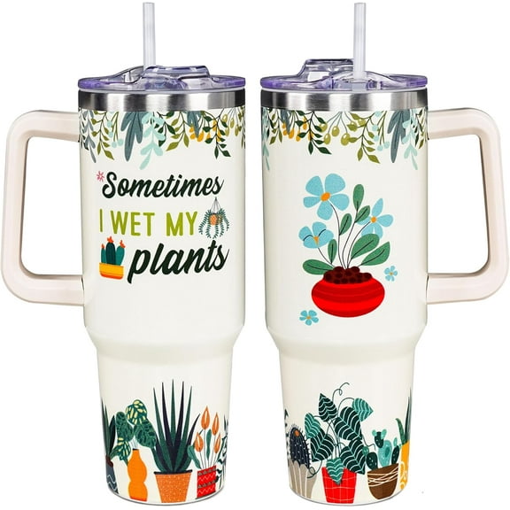 40oz Plant Tumbler With Handle,Gardening Gifts For Women, Plant Lover Gifts, Birthday Plants Gifts For Women, Christmas Gifts For Gardeners, Plant Gifts