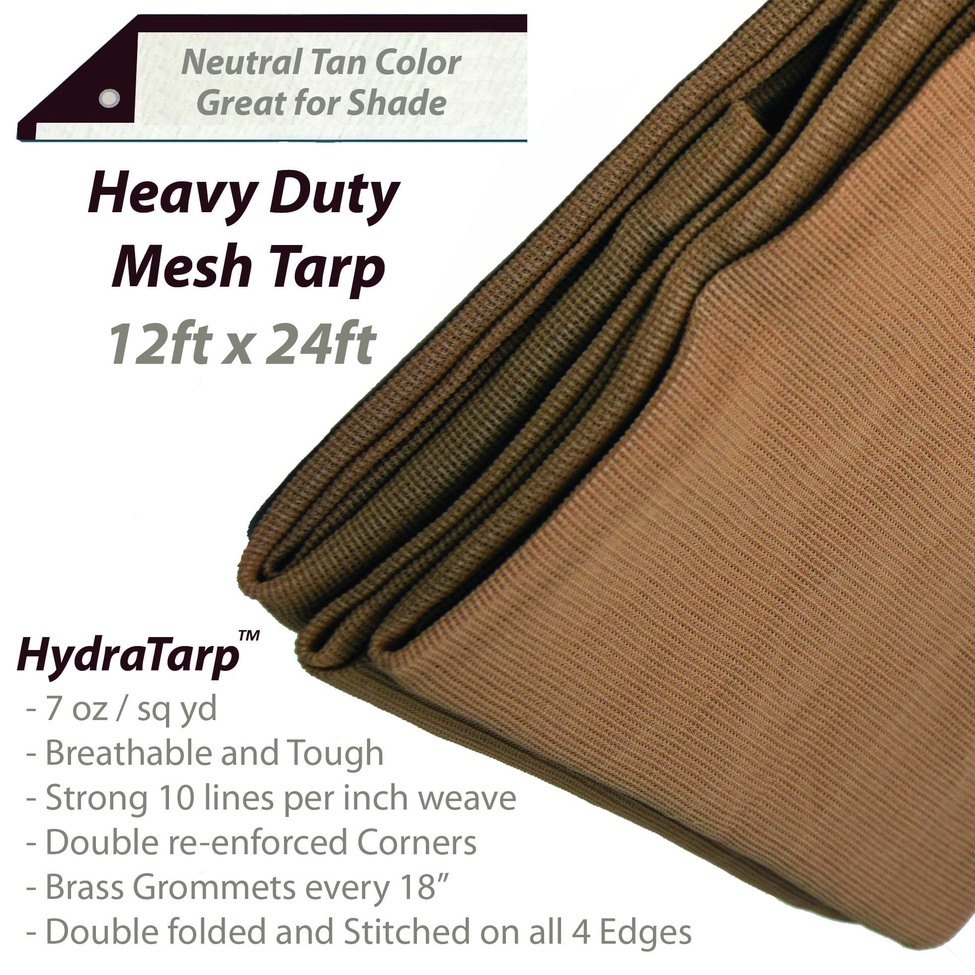 Neutral Tan Color Protectera Heavy Duty Waterproof Tarp 12 feet by 12 feet 12 mil Thick