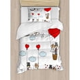 thumbnail image 3 of Ambesonne Wedding Decorations Cartoon Couple Romantic Caricatures Getting Married Newlywed Duvet Cover Set, 3 of 3