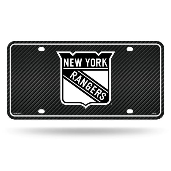New York Hockey Rangers Carbon Fiber Design Look - Standard License Plate Auto Tag