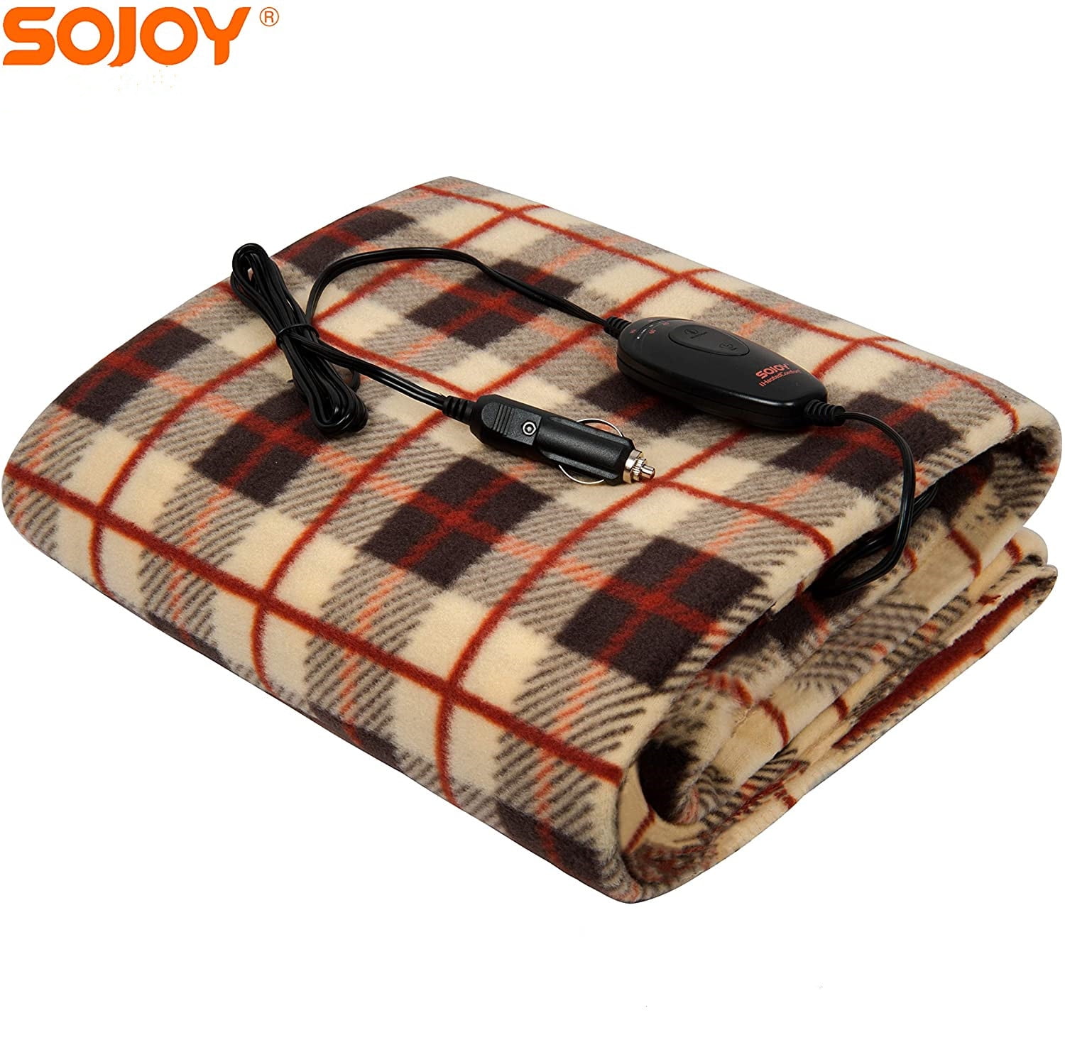Sojoy 12V Heated Blanket Travel Electric Blanket for Car, Truck, Boats or RV with High/Low Temp