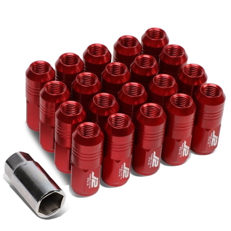 J2 Engineering LN-T7-007-15-RD J2 Engineering 7075 -T6 Forged Aluminum M12X1.5 20Pcs 50mm Height Close -End Lug Nut Set w / Socket Adapter (Red)