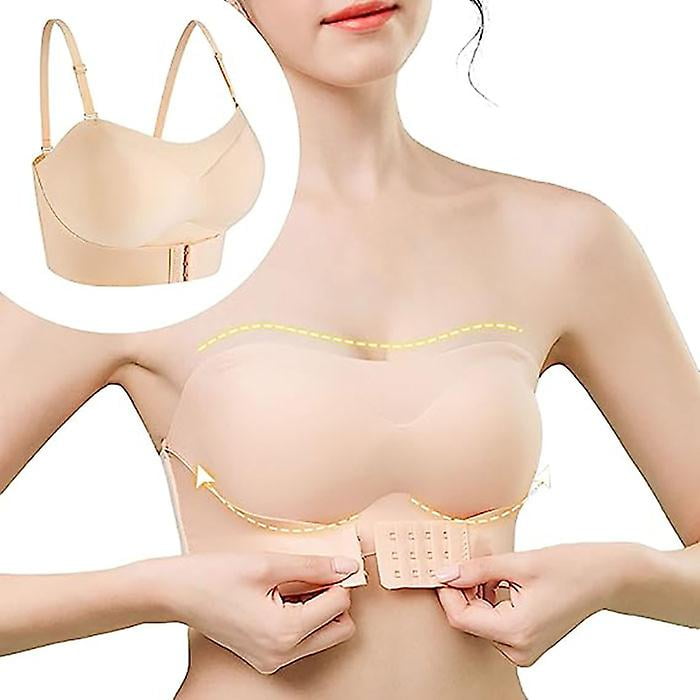 Soutien gorge Bustier Soutien Gorge Push Up Dos Nu Soutien Gorge avec Bretelles Amovibles Ton de la Peau L