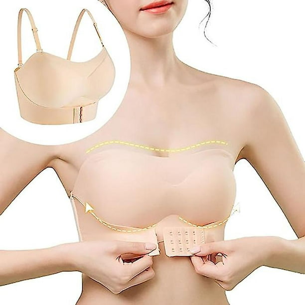 Women's strapless bra, Backless Push Up back bra,bra with removable straps  - Skin tone M