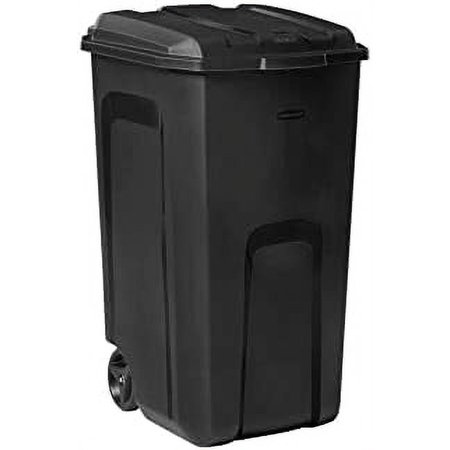 45 Gallon Black Trash can with lid Trash can with Wheels Trash can Outdoor Plastic Trash can with lid Kitchen Outdoor Trash can