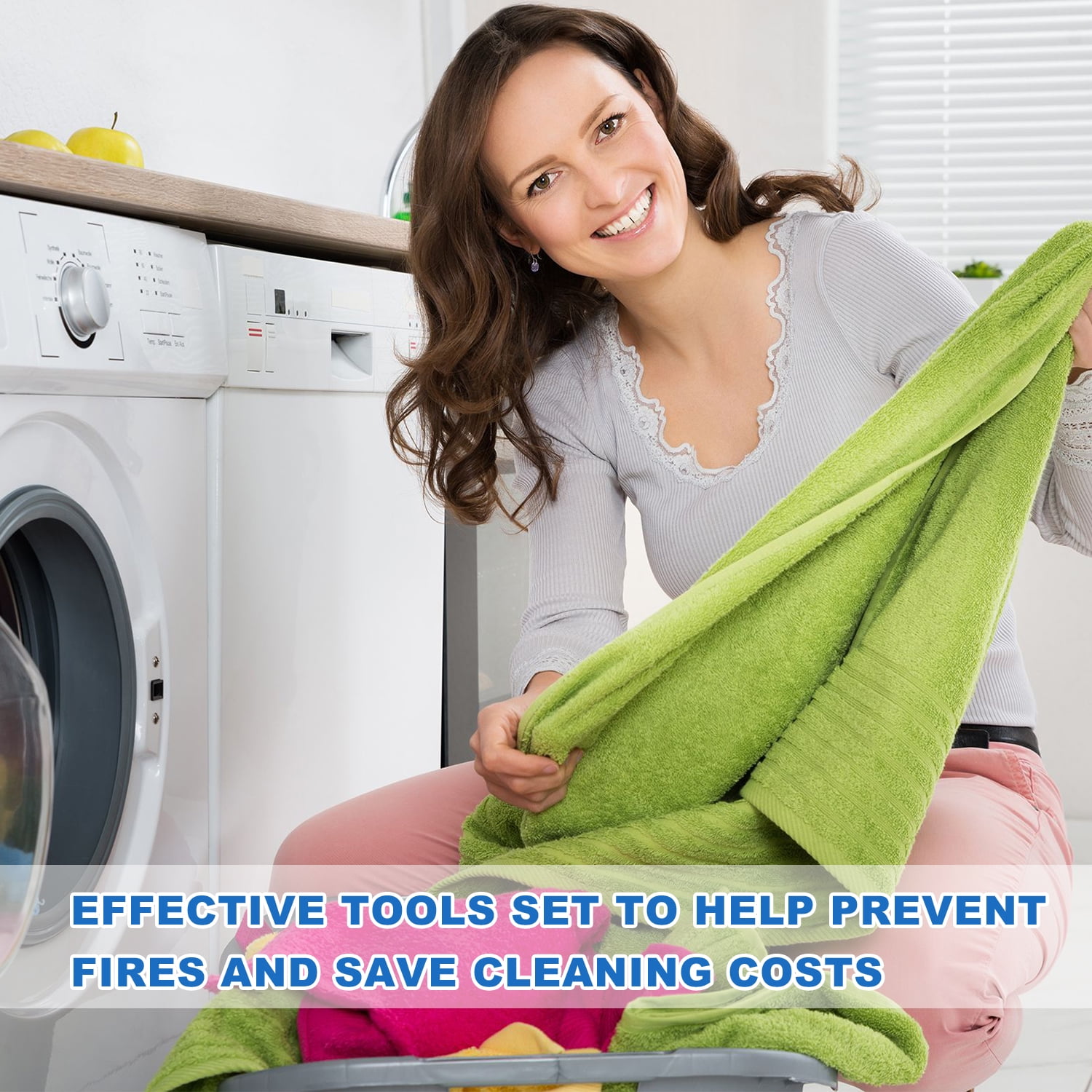DRYVENCK 30-FT Dryer Vent Cleaner Kit, Dryer Cleaning Tools, Omnidirectional Dryer Lint Vacuum Attachment, Dryer Vent Brush, Universal Vacuum & Dryer Adapters (Blue)