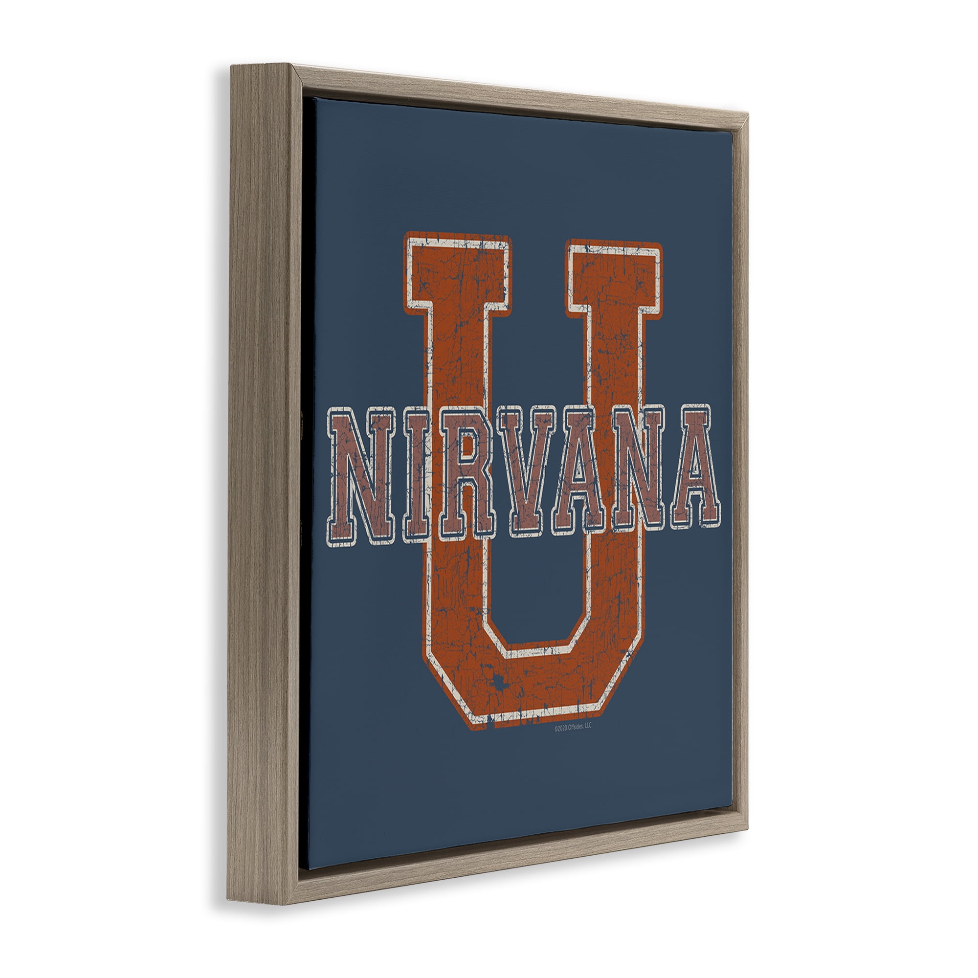 Stupell Industries Nirvana U Varsity Style Text & Numbers Painting Brown Floater Framed Canvas Art Print Wall Art, 18 x 18