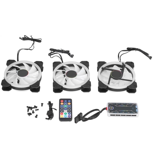 Ventilador con cubierta RGB de 3 uds., 120mm, súper silencioso, RGB, múltiples modos de luz, diseño a prueba de golpes, ventiladores con cubierta de PC con tornillos controladores