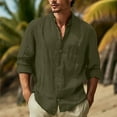 thumbnail image 2 of JTieacloth Button Up Dress Shirt with Pocket Men's Long Sleeve Shirt Casual Solid Holiday Cardigan Shirts Tops Green, 2 of 5
