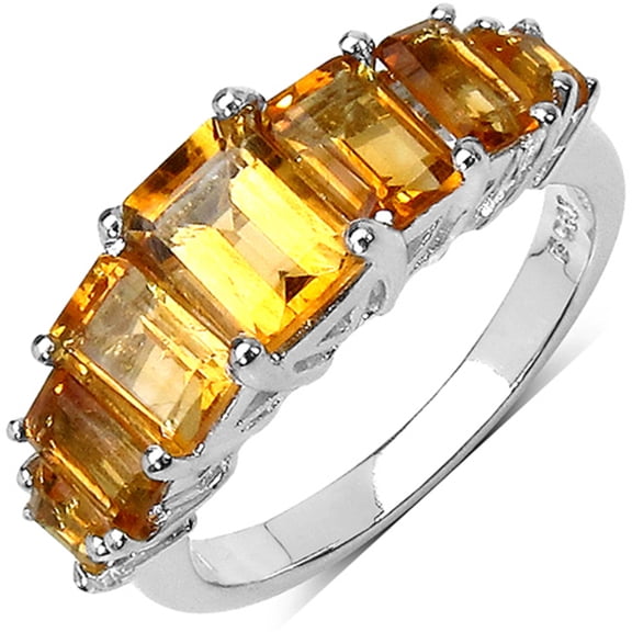 Genuine Octagon Citrine Ring in Sterling Silver - Size 6.00