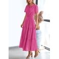 thumbnail image 3 of Vestido largo PRETTYGARDEN 2025 para mujer con cuello en V y manga corta, 3 of 8