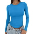 thumbnail image 2 of Valueadd Women's Long Sleeve T-shirt Round Neck Slim Bottom Sweater 2025 Basic Outwear Sports Tops, 2 of 6