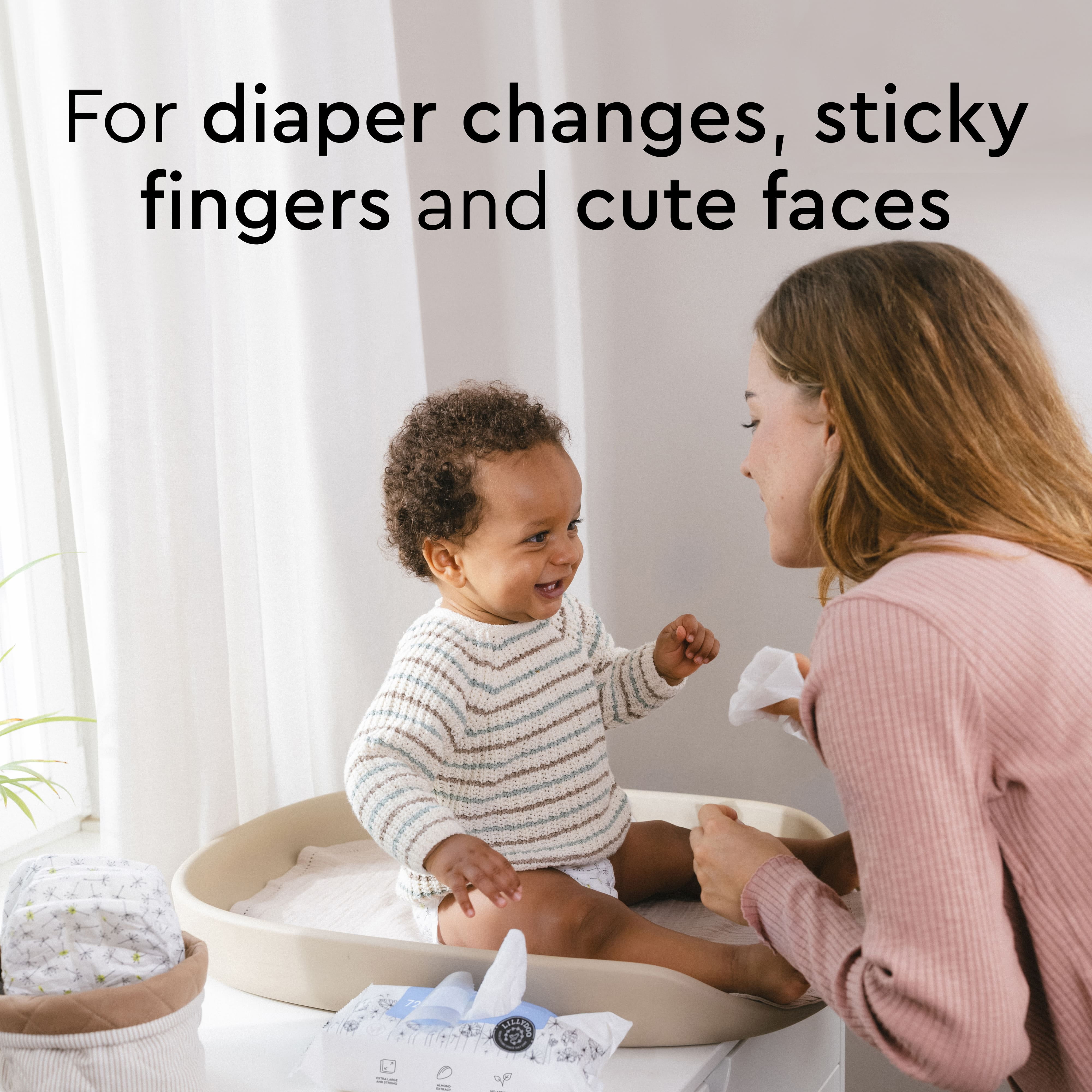 LILLYDOO Baby Wipes 99% Water, Sensitive, Unscented & Plastic-Free, 4 Packs (288 Wipes)