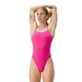 thumbnail image 1 of Speedo Maillot de Bain une Pièce à Fines Bretelles pour Femmes - Rose Vif/indigo Glow, 30, 1 of 4