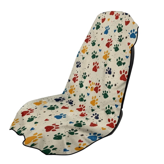 XYZCANDO Heart-Shaped Paw Print Pattern Lightweight Car Seat Cover Towels, Non-Slip Sweatproof Non-Slip Fit Car Seats Towel Protector for Vans Trucks