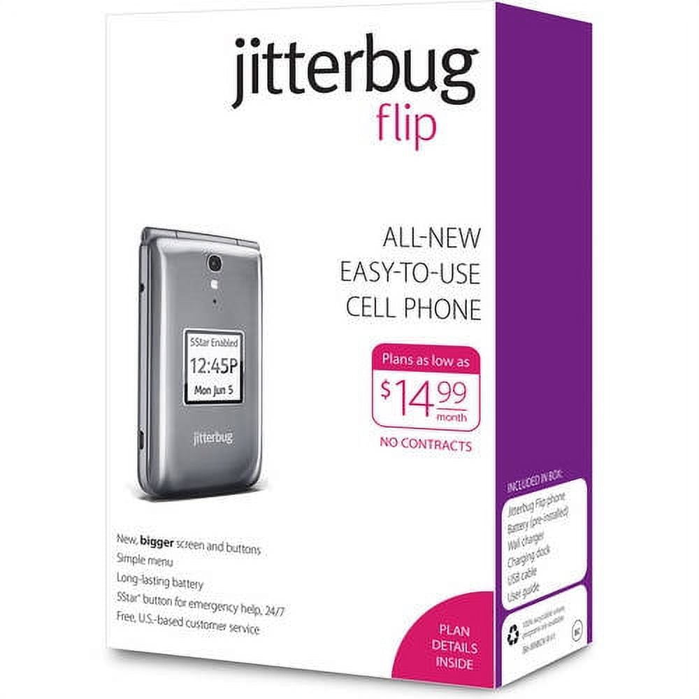 Jitterbug 4043S5RRY Flip Easy-to-Use 4G Prepaid Cell Phone Graphite