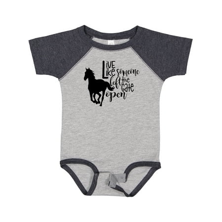 

Inktastic Live Like Someone Left the Gate Open Horse Silhouette Gift Baby Boy or Baby Girl Bodysuit