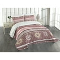 thumbnail image 3 of Ambesonne Zambia Quilted Bedspread Set 3 Pcs, Antique Traditional Boho, King Size, Dried Rose Yellow, 3 of 5