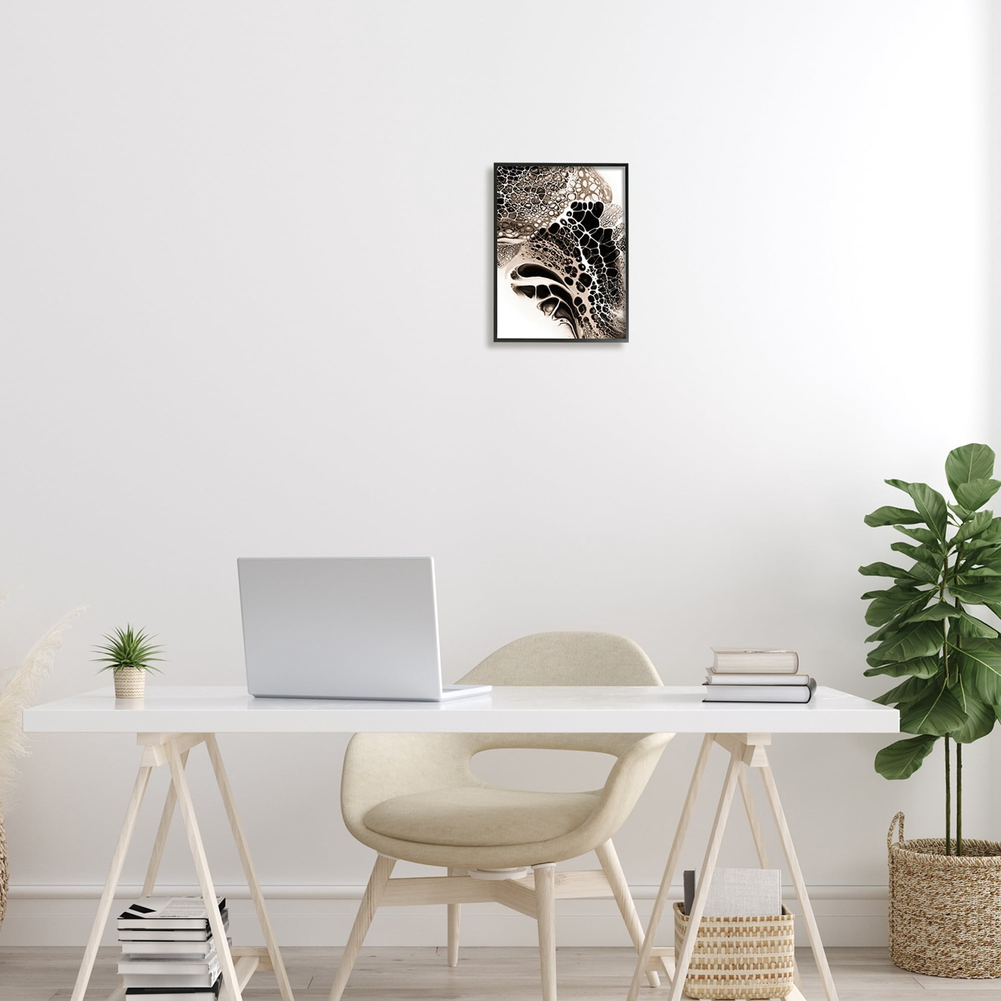 Stupell Industries Monochromatic Patterned Abstract Pebbled Minimal Modern Design Framed Wall Art, 16 x 20, Design by Ros Ruseva