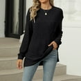 thumbnail image 4 of Womens Tshirts Long Sleeve Womens Tunic Tops Fall Sweaters Lightweight Crewneck Pullover Cute Tee Shirts Black S, 4 of 7