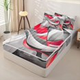 thumbnail image 2 of Homewish 3D Spiral Print Zipper Twin Comforter Sets with Fitted Sheet and 2 Pillowcases,Modern Aesthetic Zipper Bedding Set,Red,Black Reversible,4pcs, 2 of 8