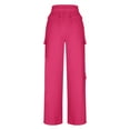 thumbnail image 7 of Lenpel Cargo Sweatpants for Women Elastic High Waisted Pull on Wide Leg Pants Athletic Lounge Pants Casual Baggy Joggers(Hot Pink,Medium), 7 of 7