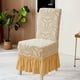 thumbnail image 5 of Funda elástica de jacquard para silla de comedor con faldón | Tejido elástico de poliéster grueso | Cobertura total para decoración del hogar, bodas y fiestas | Gris, rojo, café, beige y verde, 5 of 6