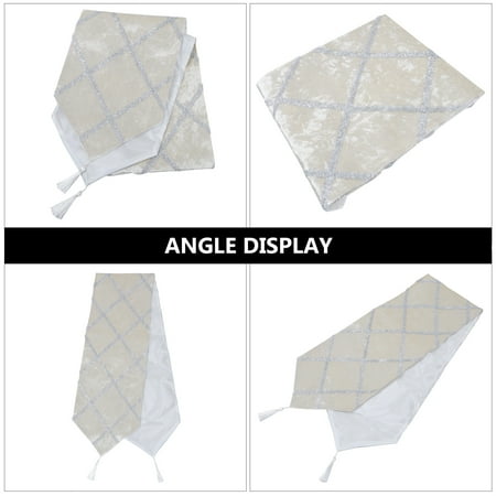 

NICEXMAS 1pc Retro Table Runner with Tassels Rhinestone Strips Tablecloth Dining Table Decor