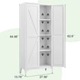 thumbnail image 4 of 65" Kitchen Pantry Storage Cabinets with 2 Doors and 3 Adjustable Shelves, White Pantry Cabinet, Tall Metal Food Storage Cupboard for Kitchen, Dining Room, 4 of 7