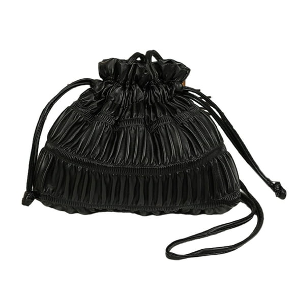 Yokua Drawstring Ruched Design PU Bag Shoulder Bag Large Capacity Handbag