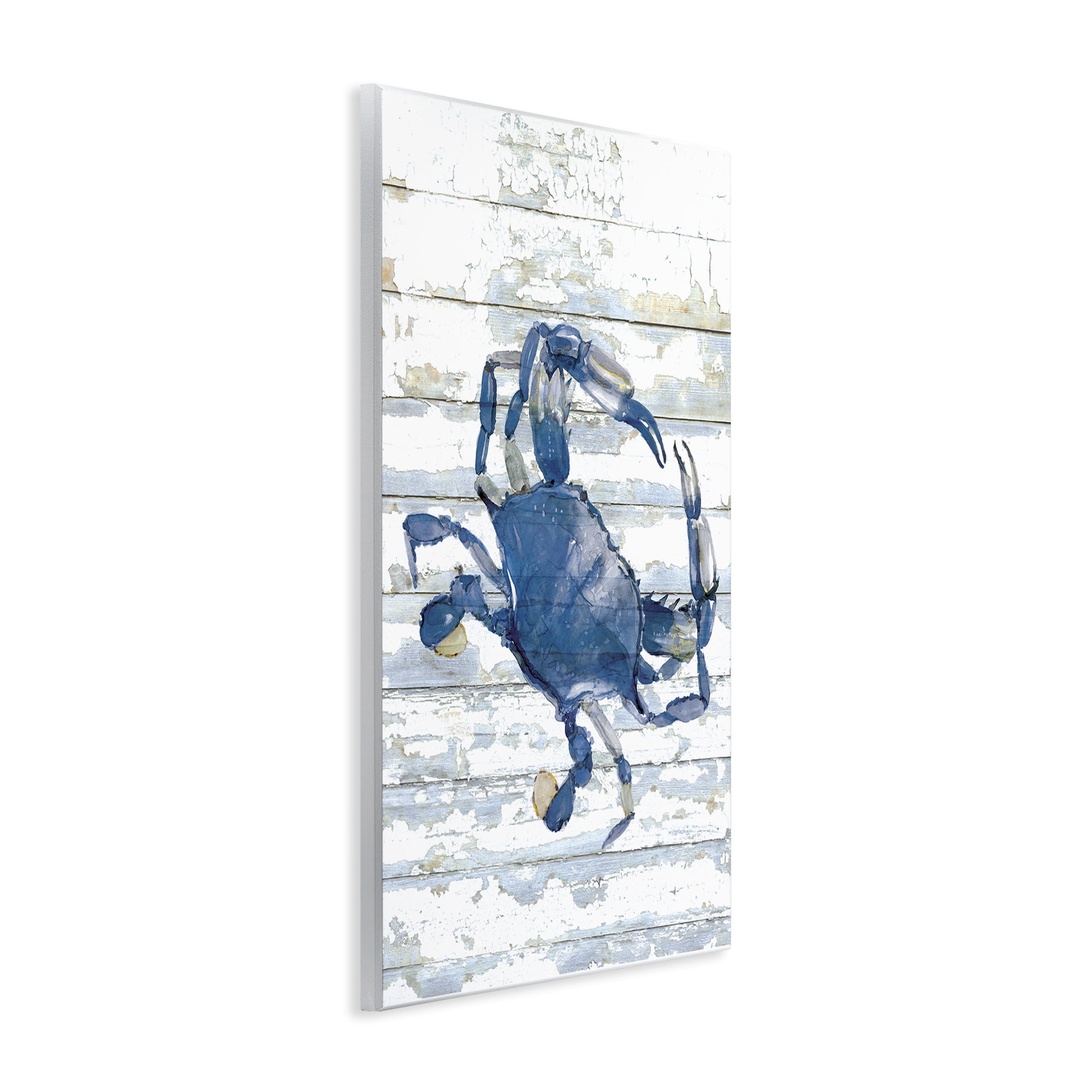 Stupell Industries Distressed Blue Ocean Crab Animals Painting Unframed Art Print Wall Art, 10 x 15