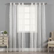 Quality Home Lace Dot Sheer Grommet Curtain Pair