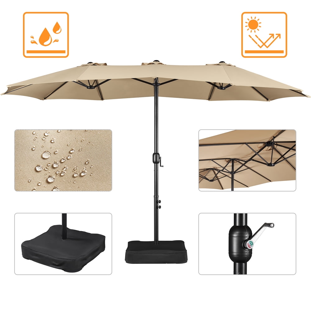 Alden Design 8" Solid Print Decagon Market Patio Umbrella, UV Resistant